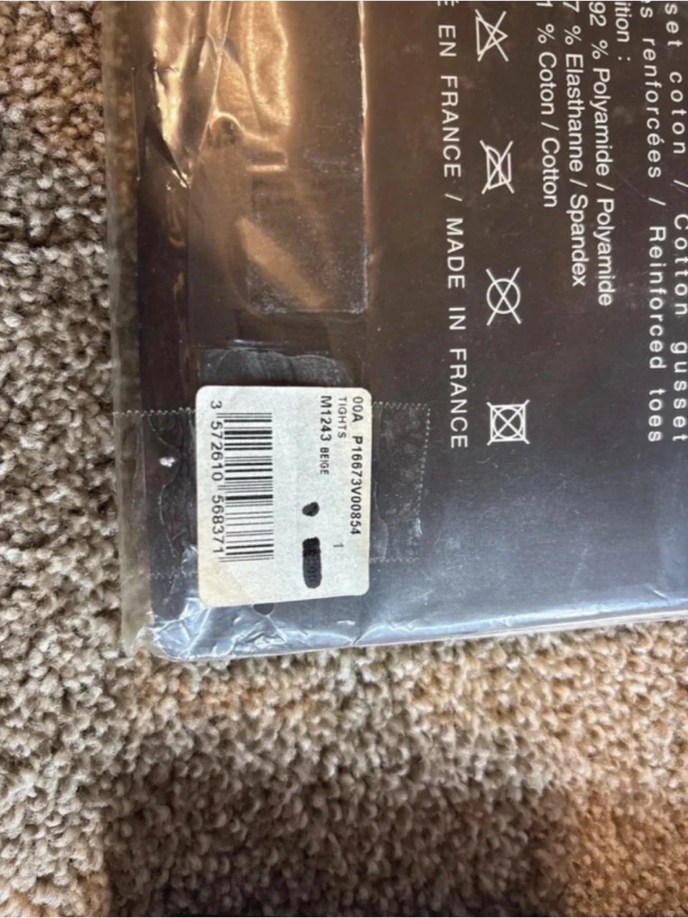 Vintage Chanel pattern tights in tan and black